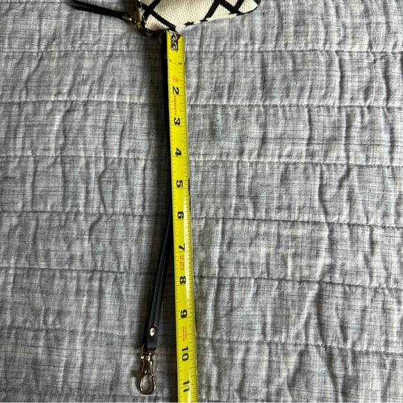 Spartina 449 Cream & Black Zip Wristlet Natural Linen Genuine Leather - Picture 12 of 12